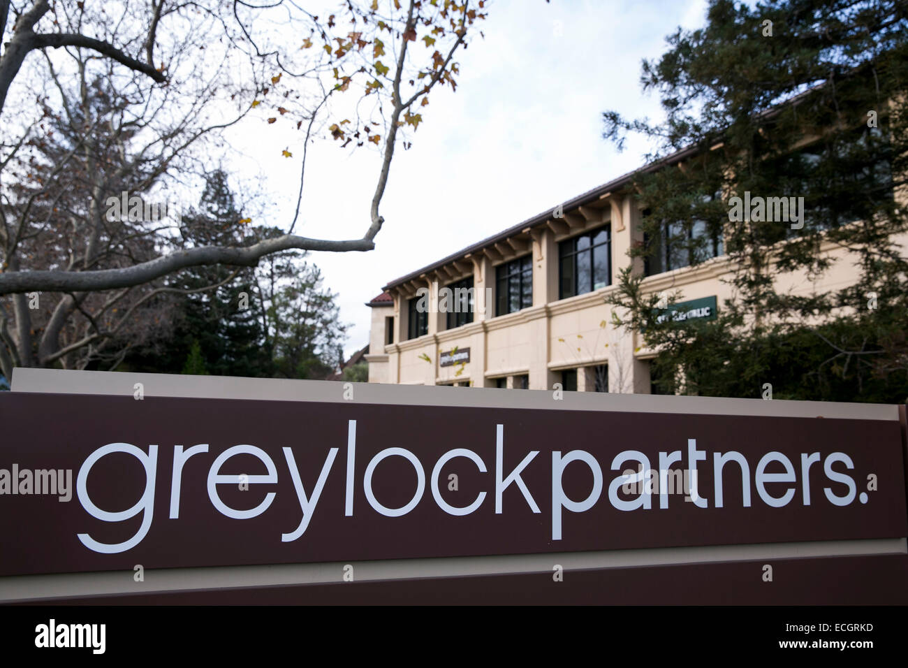 The headquarters of venture capital firm Greylock Partners. Stock Photo