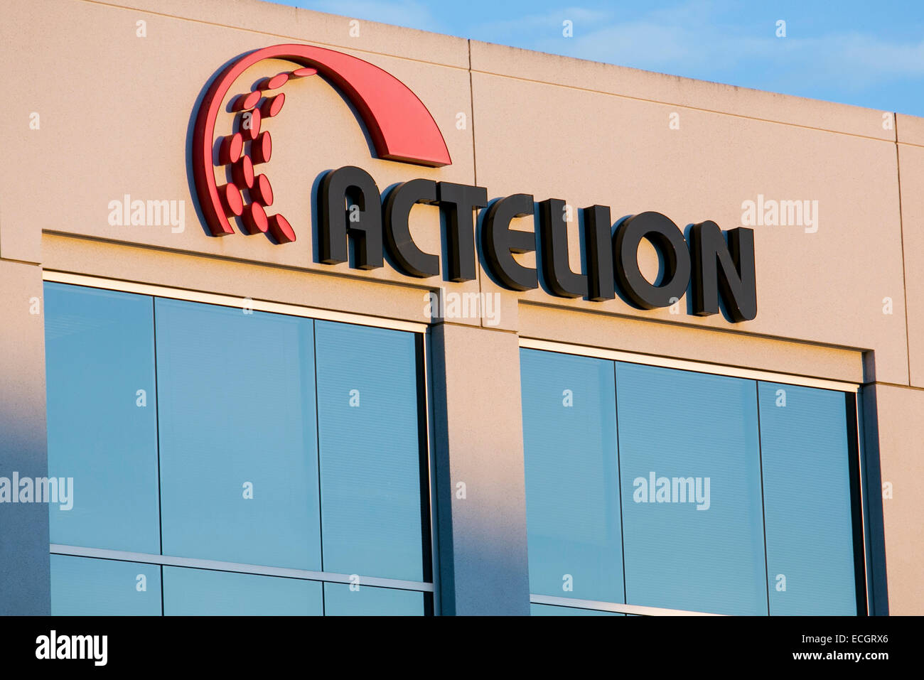 An office building occupied by Actelion Pharmaceuticals. Stock Photo