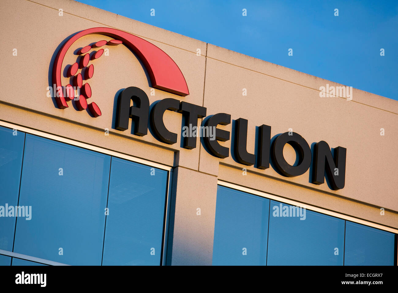 An office building occupied by Actelion Pharmaceuticals. Stock Photo