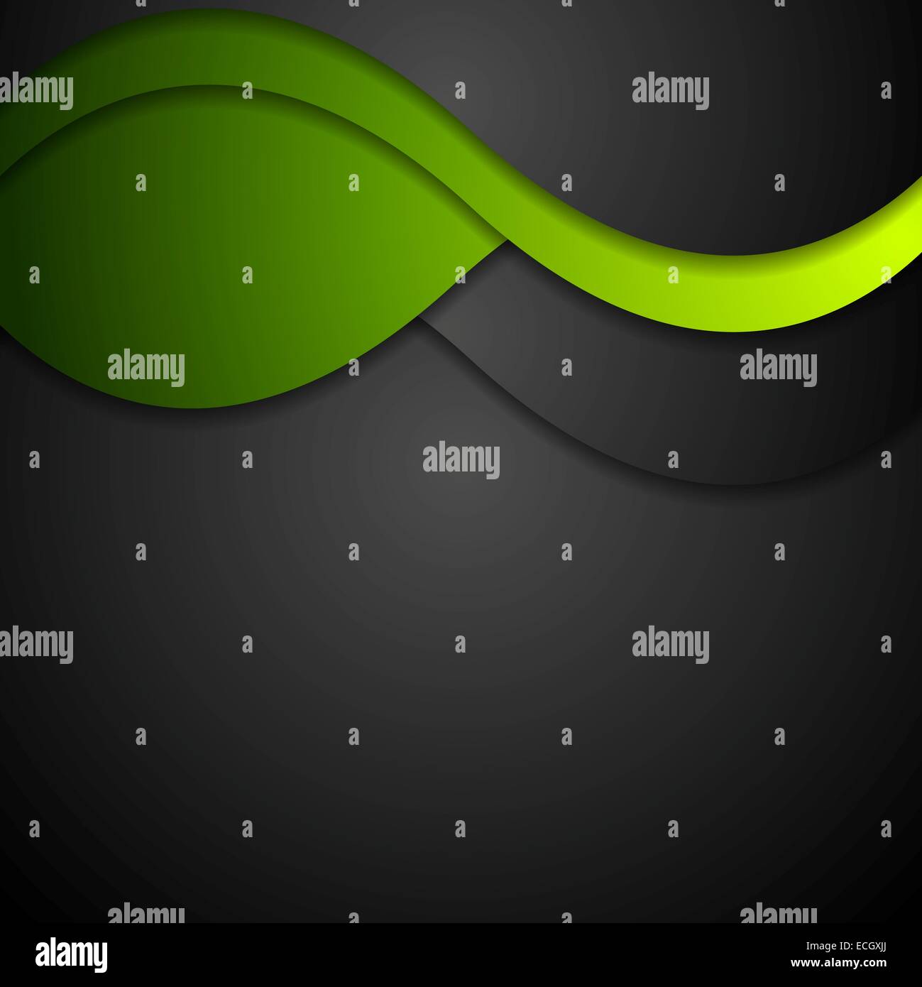 Black and green waves abstract background. Vector design Stock Photo ...