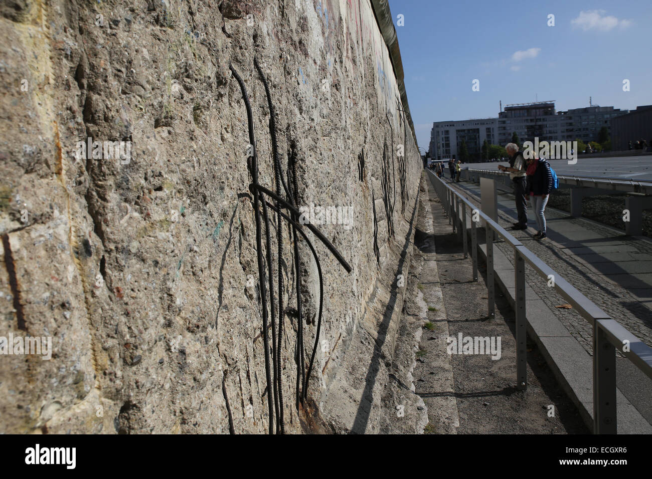 exposed wire berlin wall monument Stock Photo