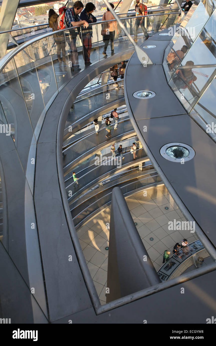 Reichstag dome level tourist looking down Stock Photo