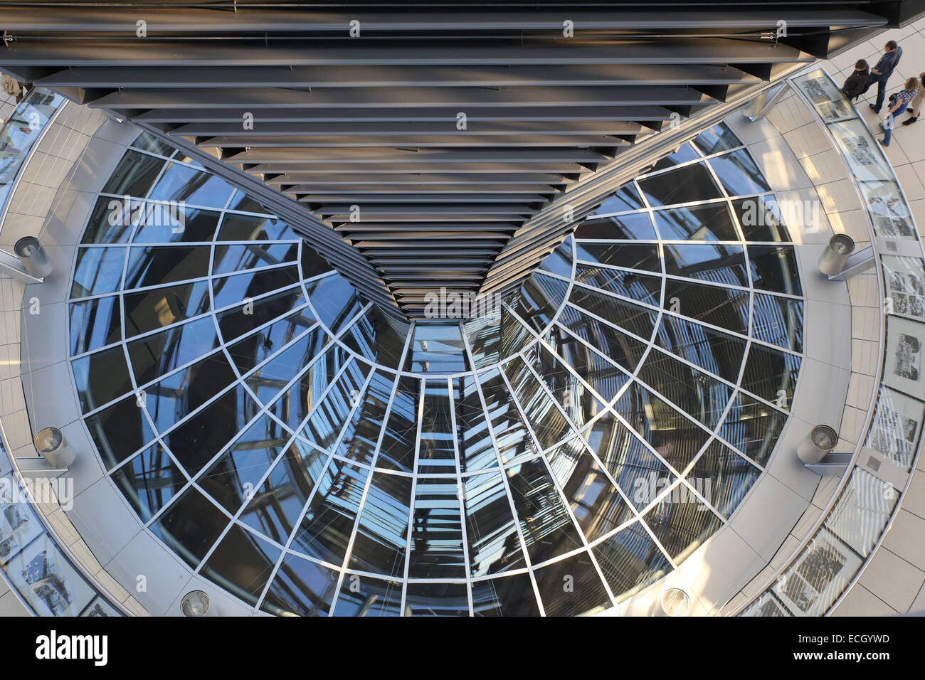 inside berlin Reichstag dome glass reflection Stock Photo