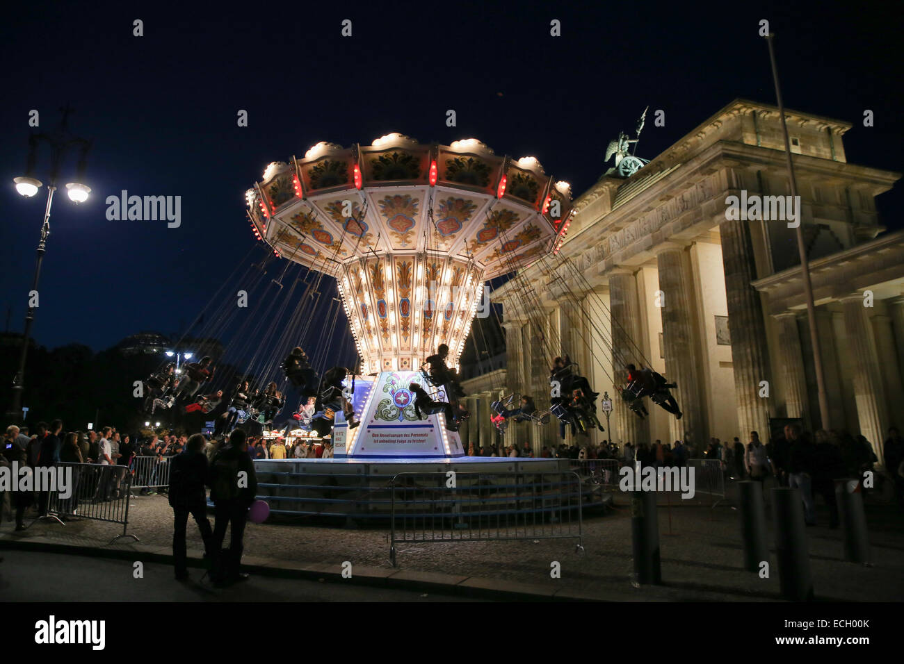 berlin swing carousel german unity day festival night Stock Photo Alamy