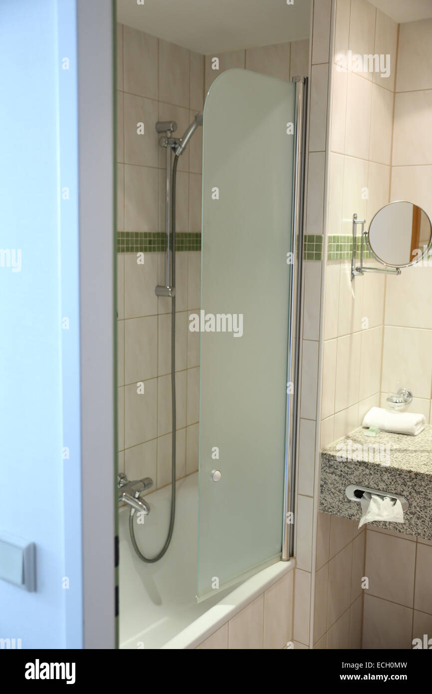 hotel bath tub german shower berlin marriott Stock Photo