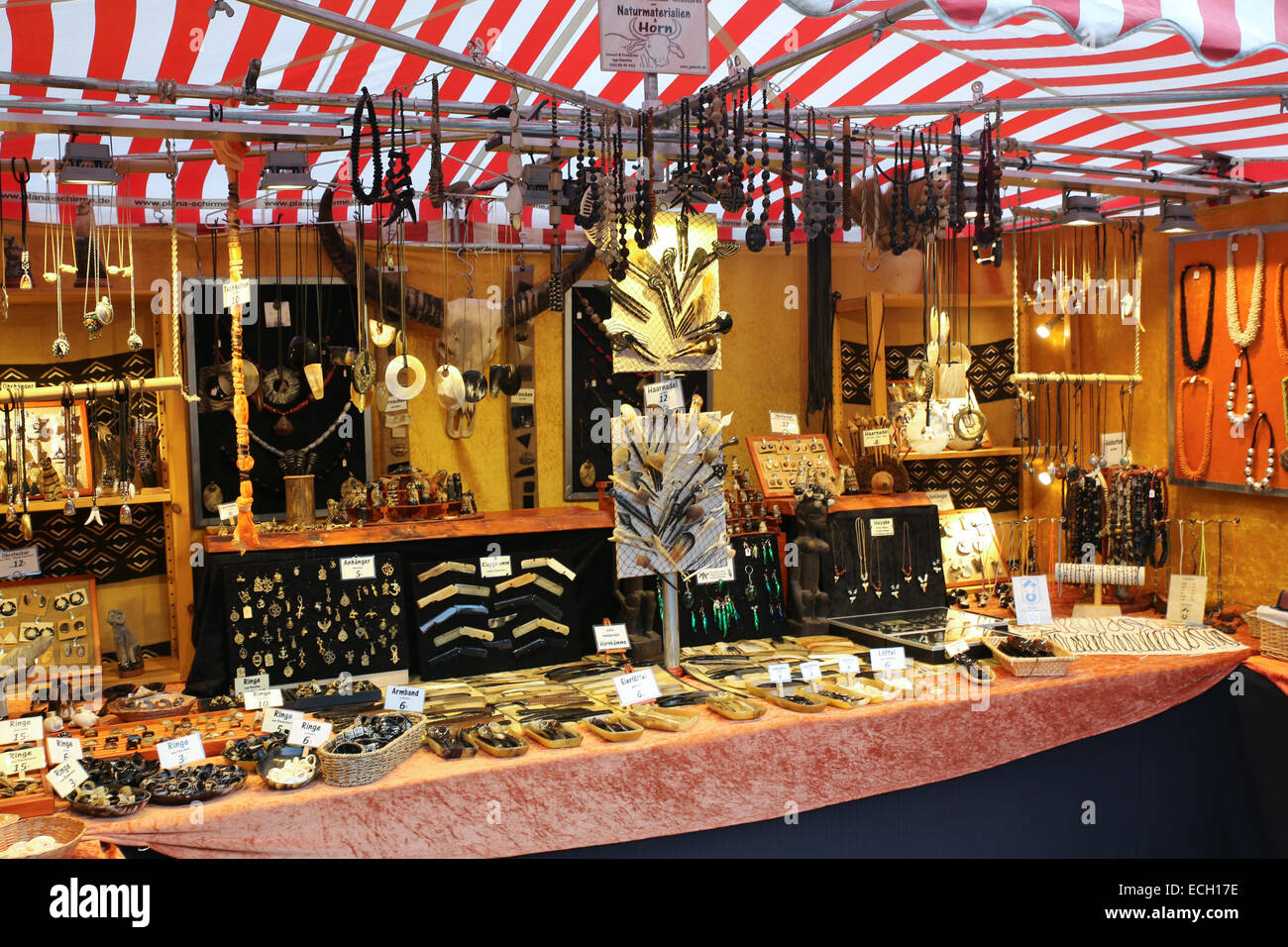 tent selling home made jewelry nuremberg main market square Stock Photo
