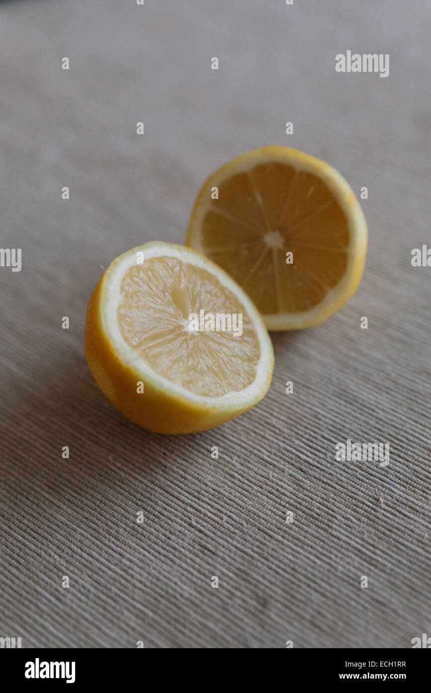 two lemon halves Stock Photo