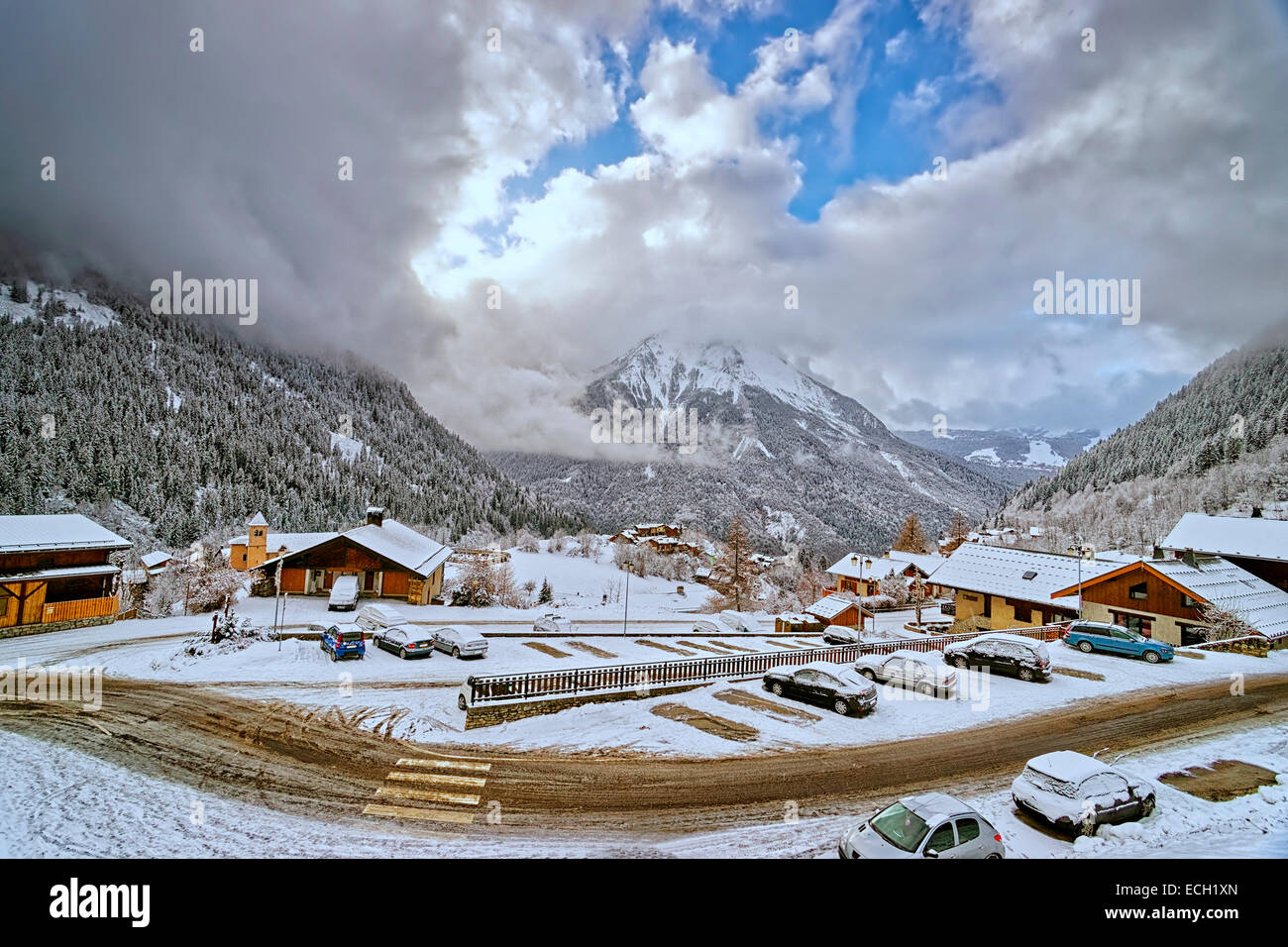 Small french alpine village Champagny-en-Vanoise Stock Photo