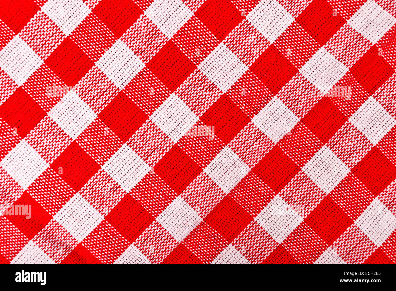 Red and white checkered tablecloth pattern texture as background Stock Photo