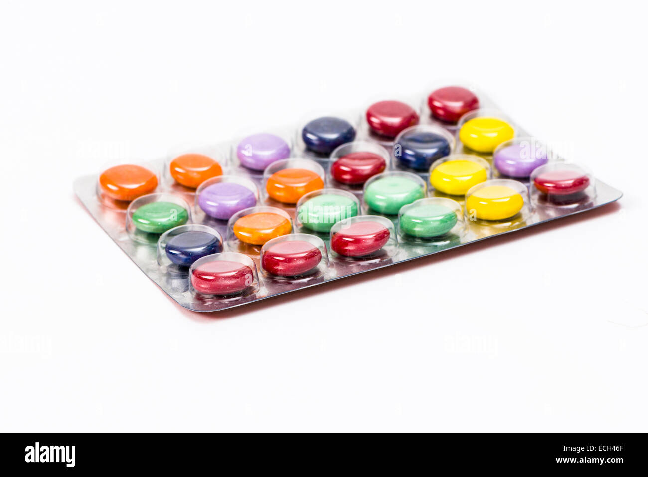 Colourful pills in a blister pack Stock Photo