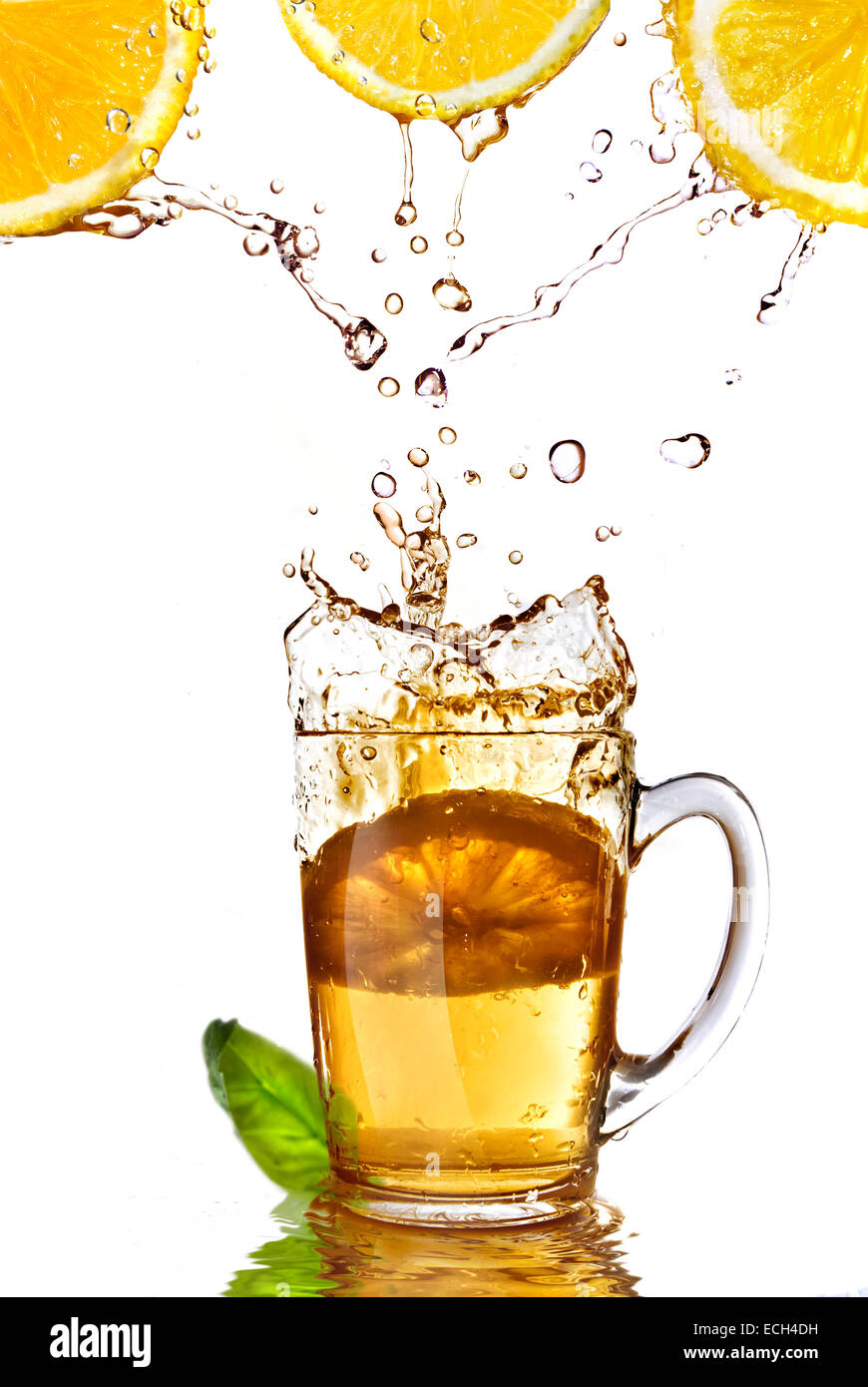 fresh lemon juice and tea cup isolated on white Stock Photo Alamy