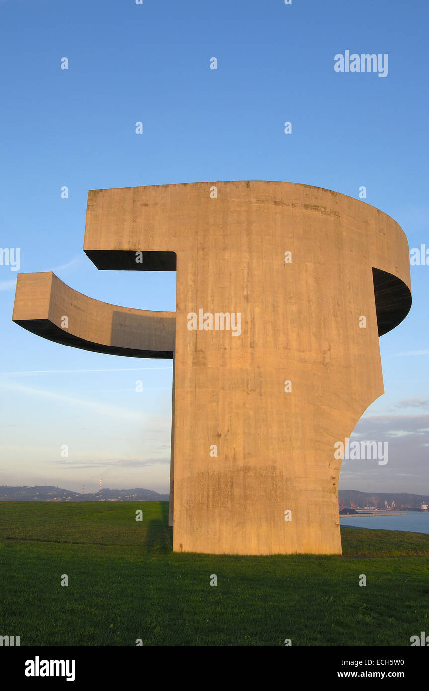 'Elogio del Horizonte', sculpture by Eduardo Chillida in Gijón, Asturias, Spain, Europe Stock Photo
