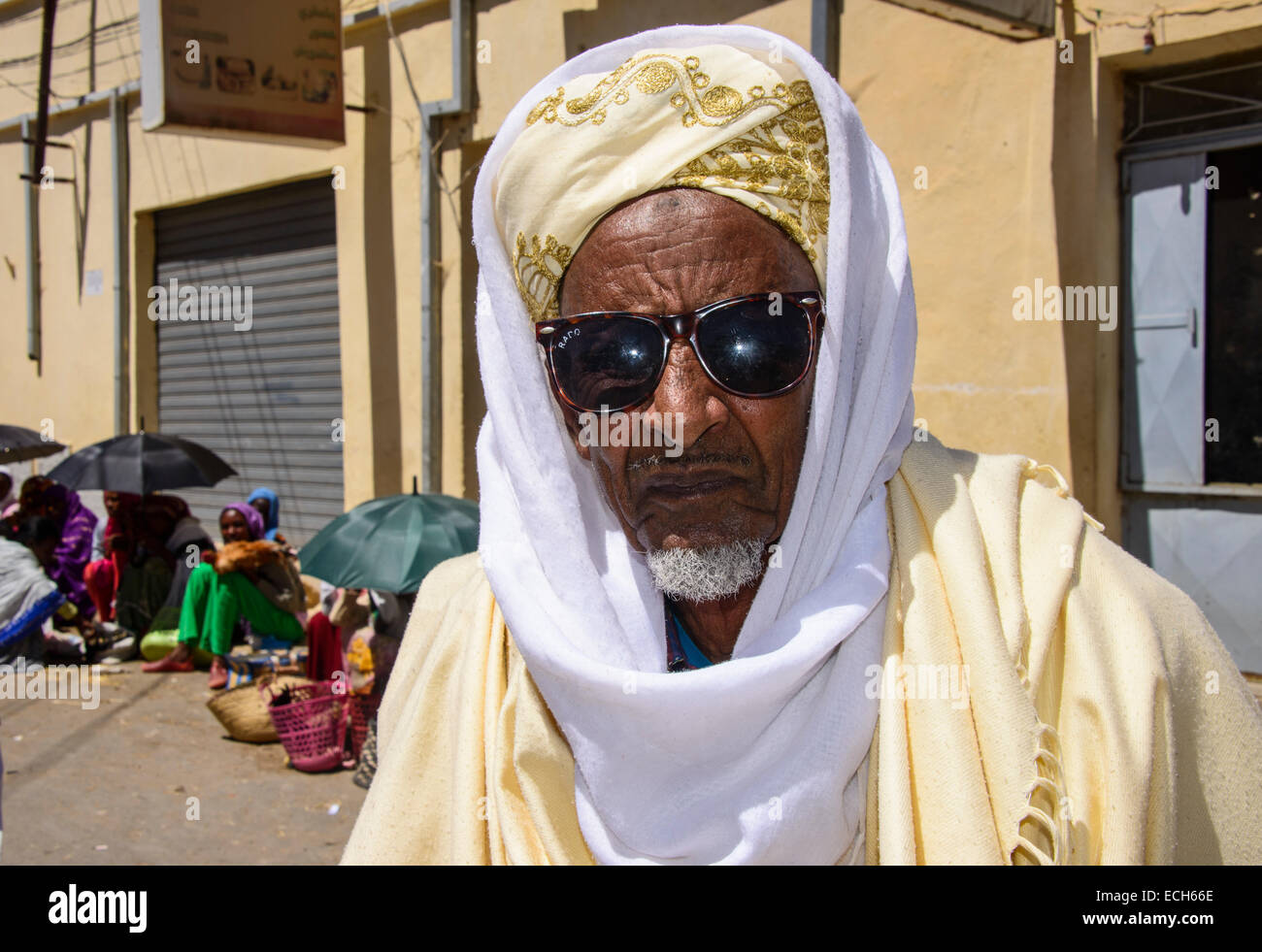 Traditional dressed man on the Market of Adi Keyh, Eritrea Stock Photo
