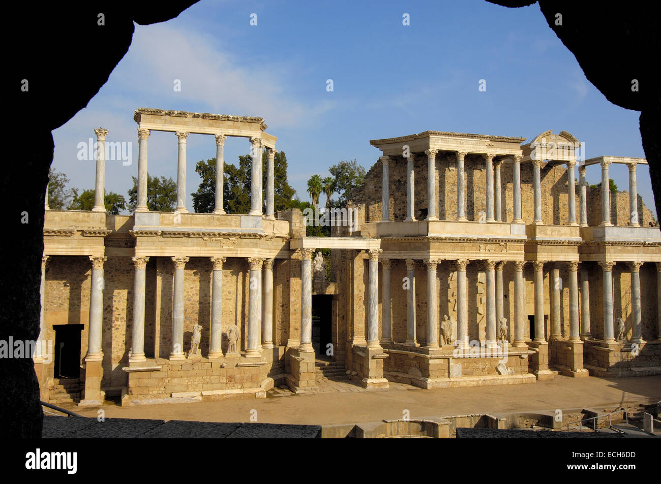 Ruins, theater in the old Roman city Emerita Augusta, Ruta de la Plata, Merida, Badajoz province, Spain, Europe Stock Photo
