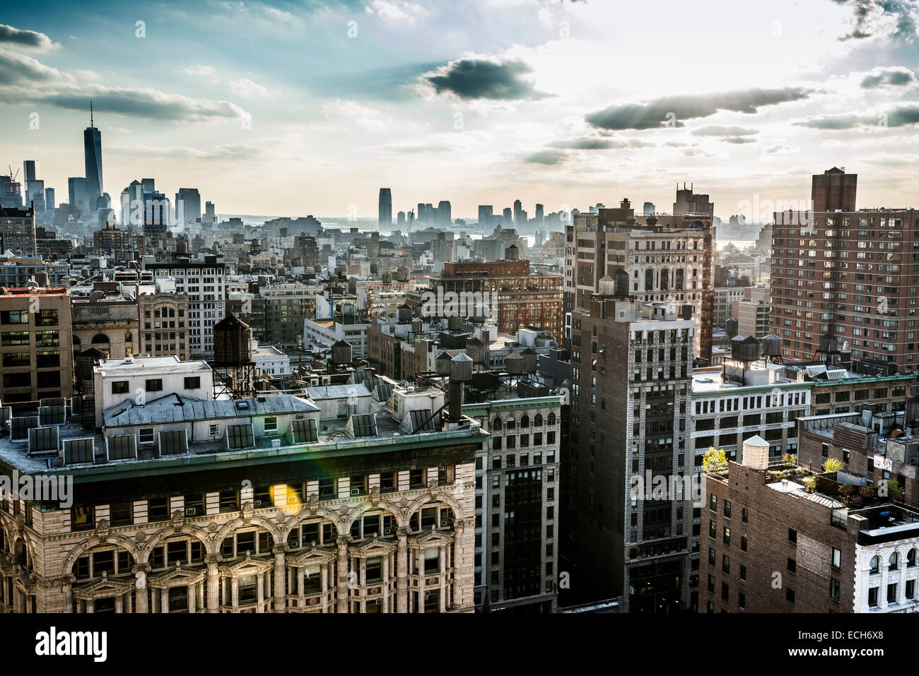 Skyline Midtown and Downtown Manhattan, New York, United States Stock Photo