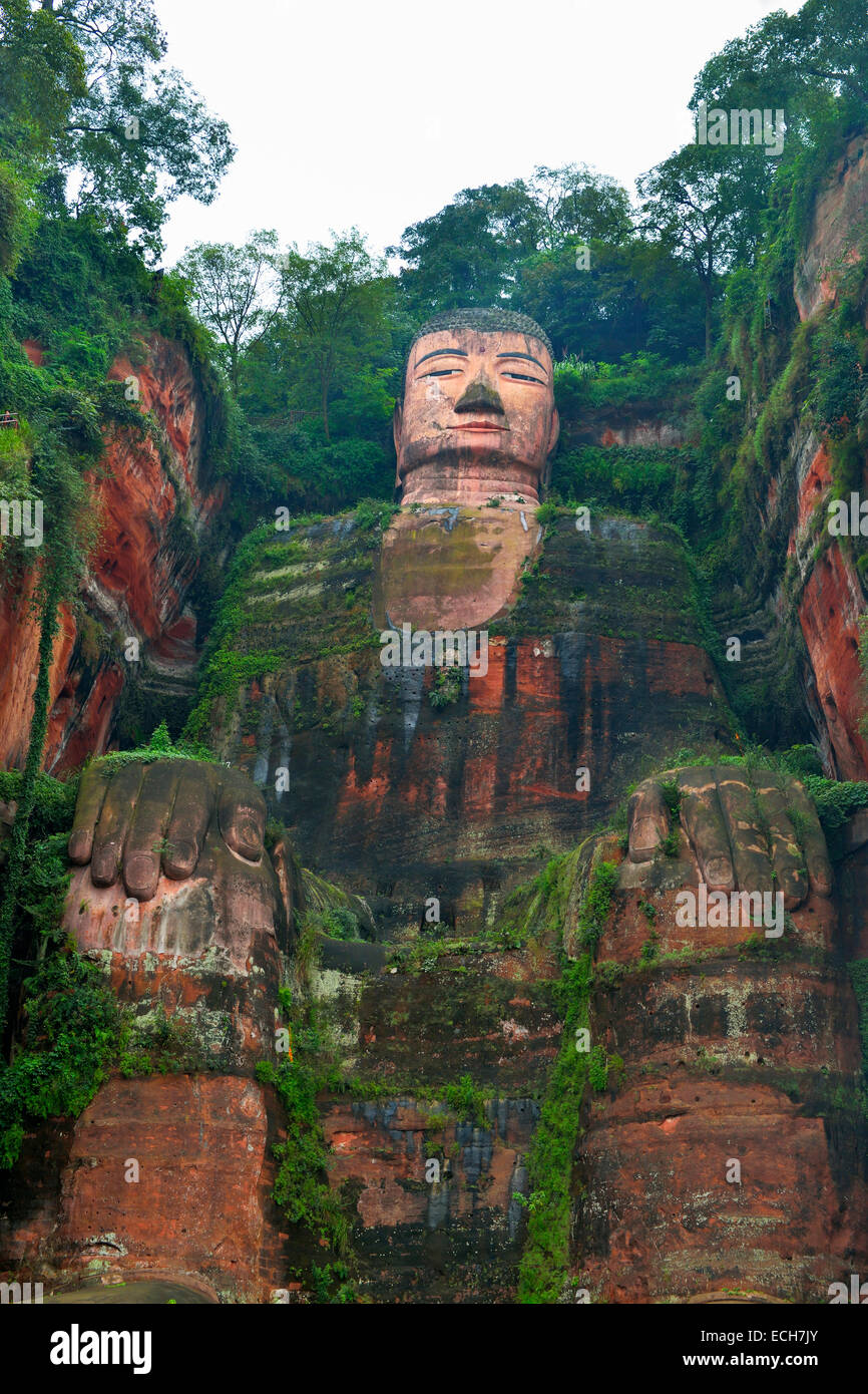 Largest stone Buddha statue in the world, Leshan Giant Buddha, Leshan, Sichuan, China Stock Photo
