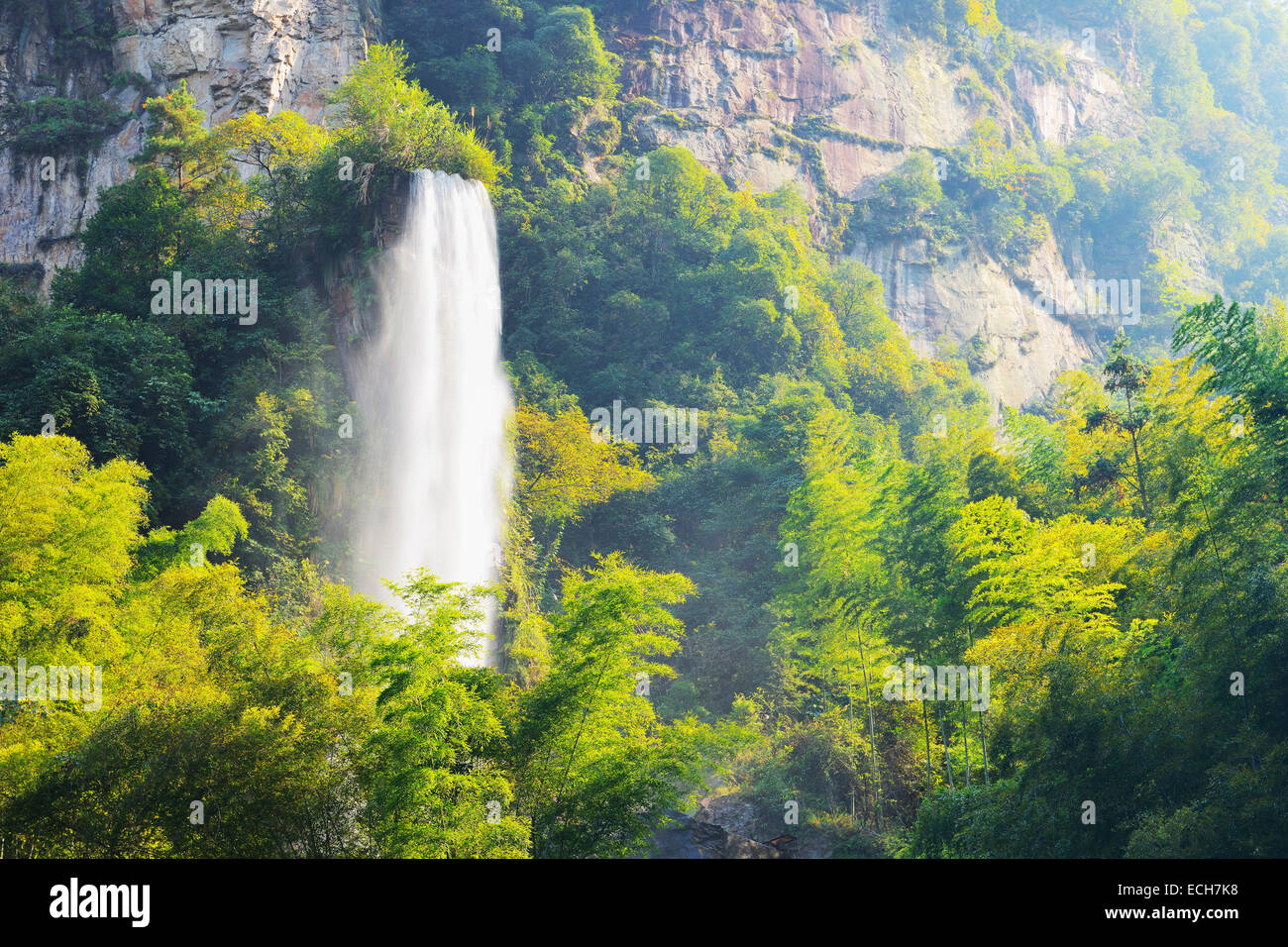 Large waterfall on Baofeng Lake, UNESCO World Heritage Site, Wuling Yuan, Zhangjiajie National Park, Hunan Province, China Stock Photo