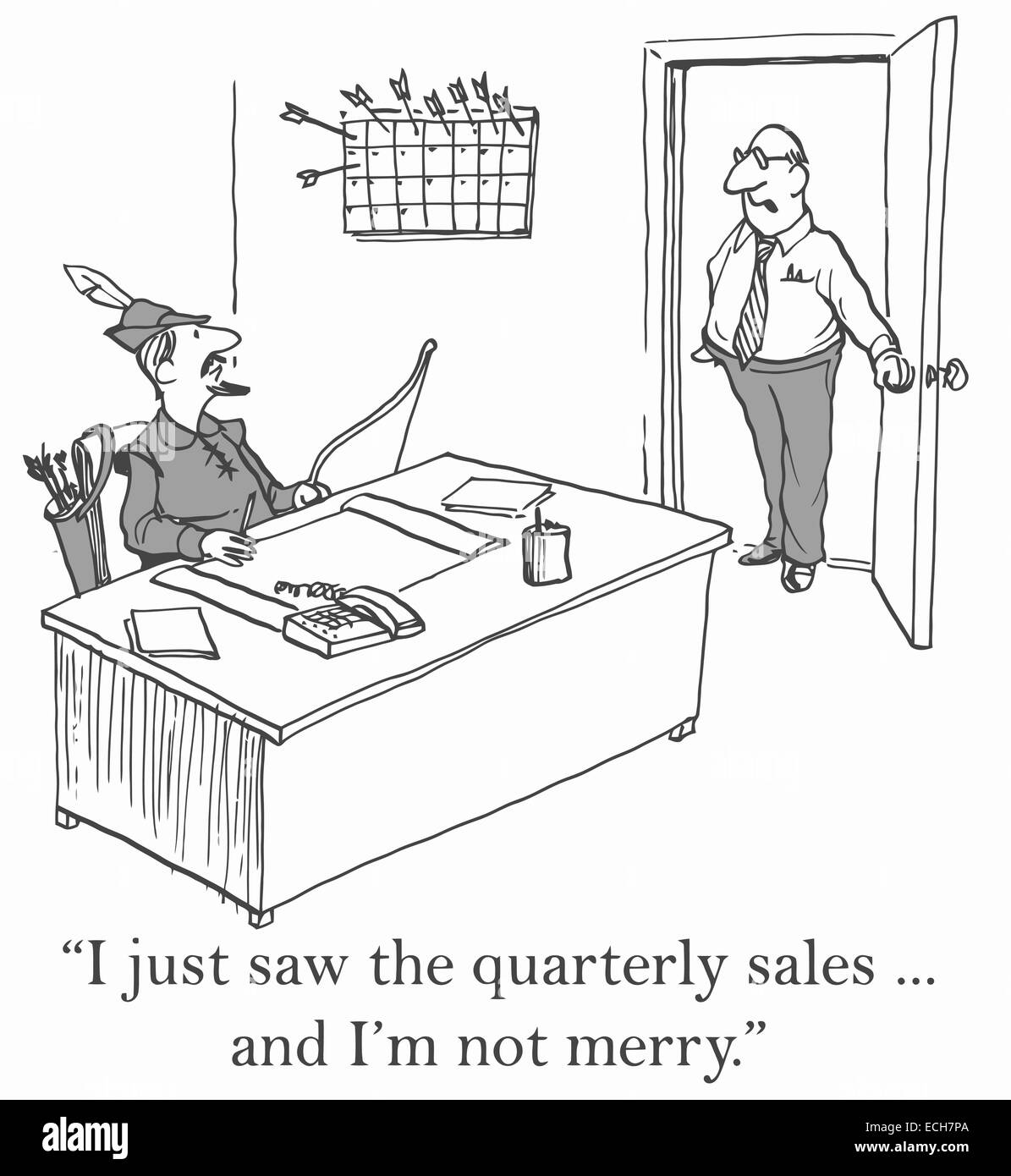 'I just saw the quarterly sales ... and I'm not merry.' Stock Vector