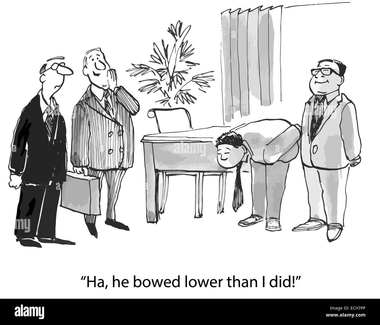 'Ha, he bowed lower than I did!' Stock Vector