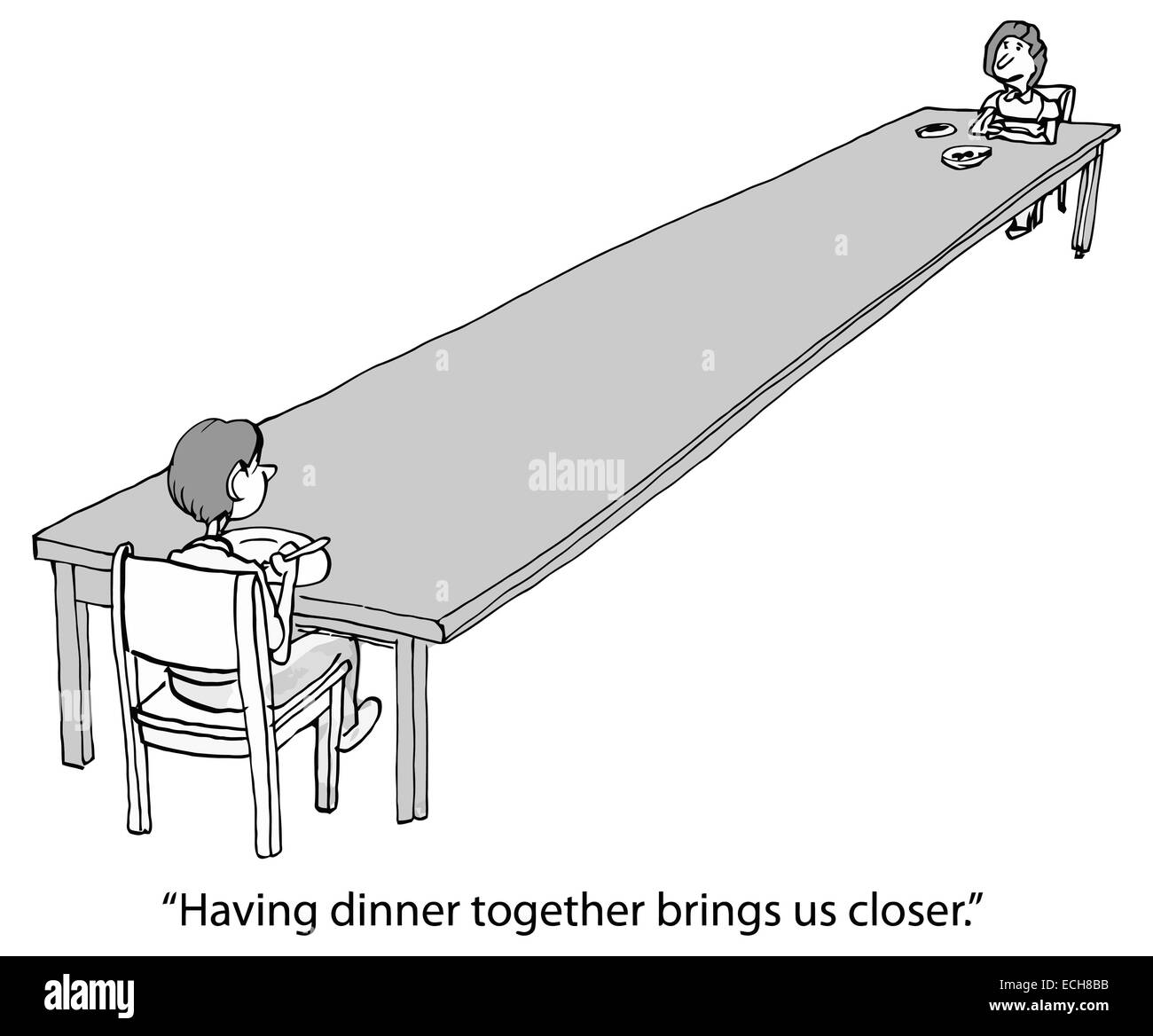 'Having dinner together brings us closer.' Stock Vector