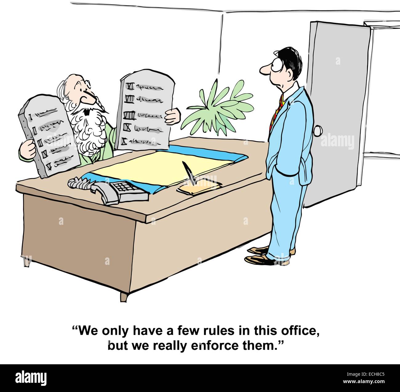 'We only have a few rules in this office, but we really enforce them.' Stock Vector
