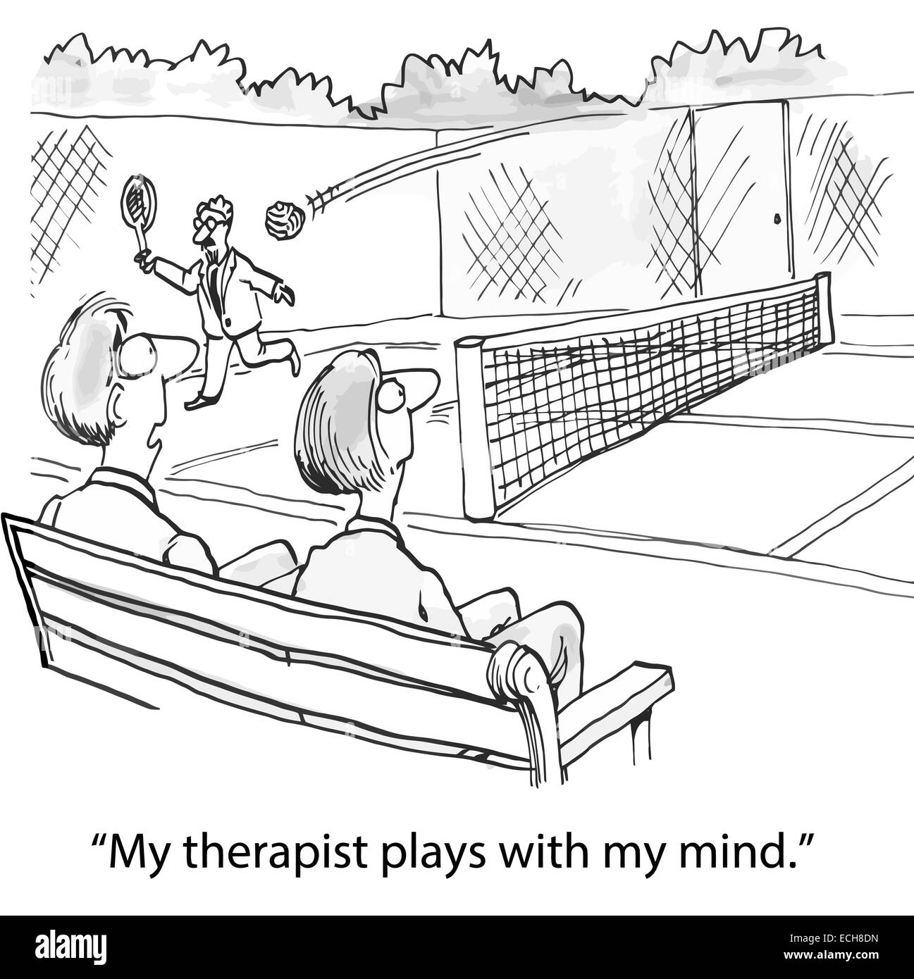Patient is saying that his therapist plays with his mind. Stock Vector