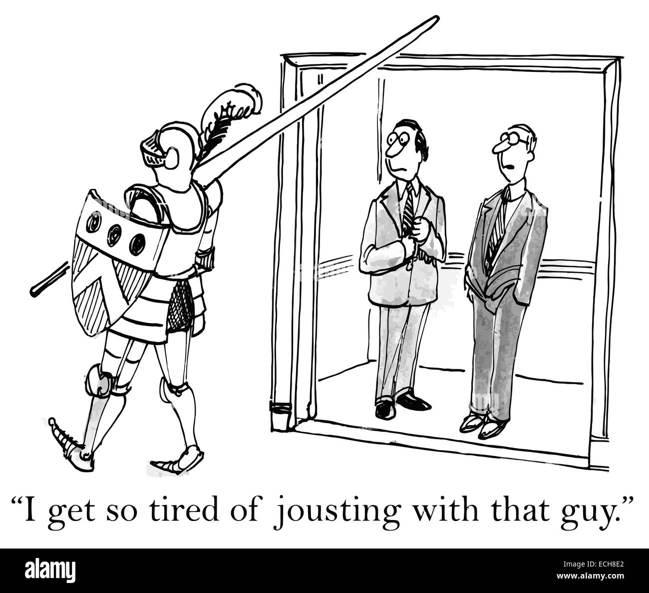 'I get so tired of jousting with that guy.' Stock Vector