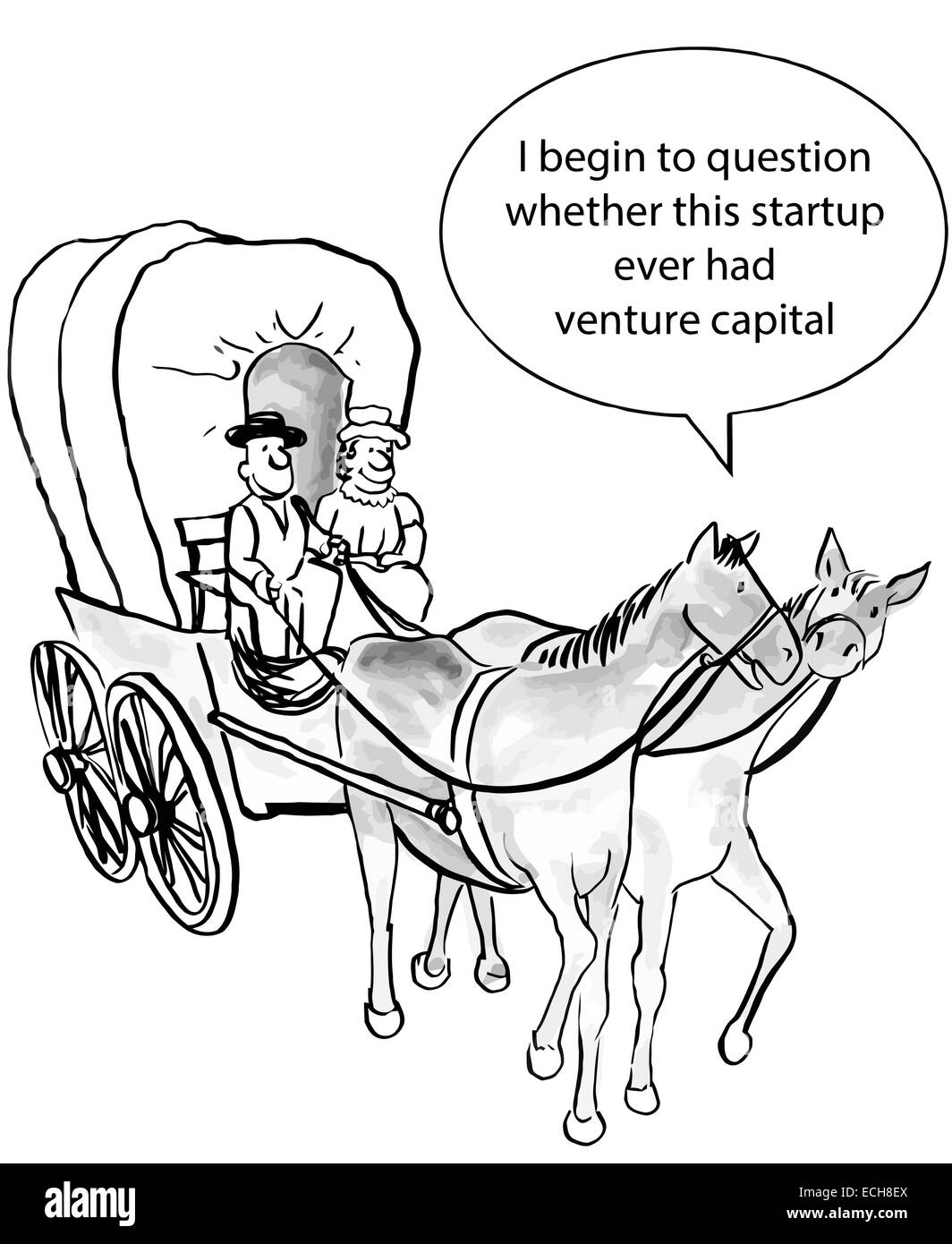 An analogy - The entrepreneurial startup is not going well and needs venture capital. Stock Vector