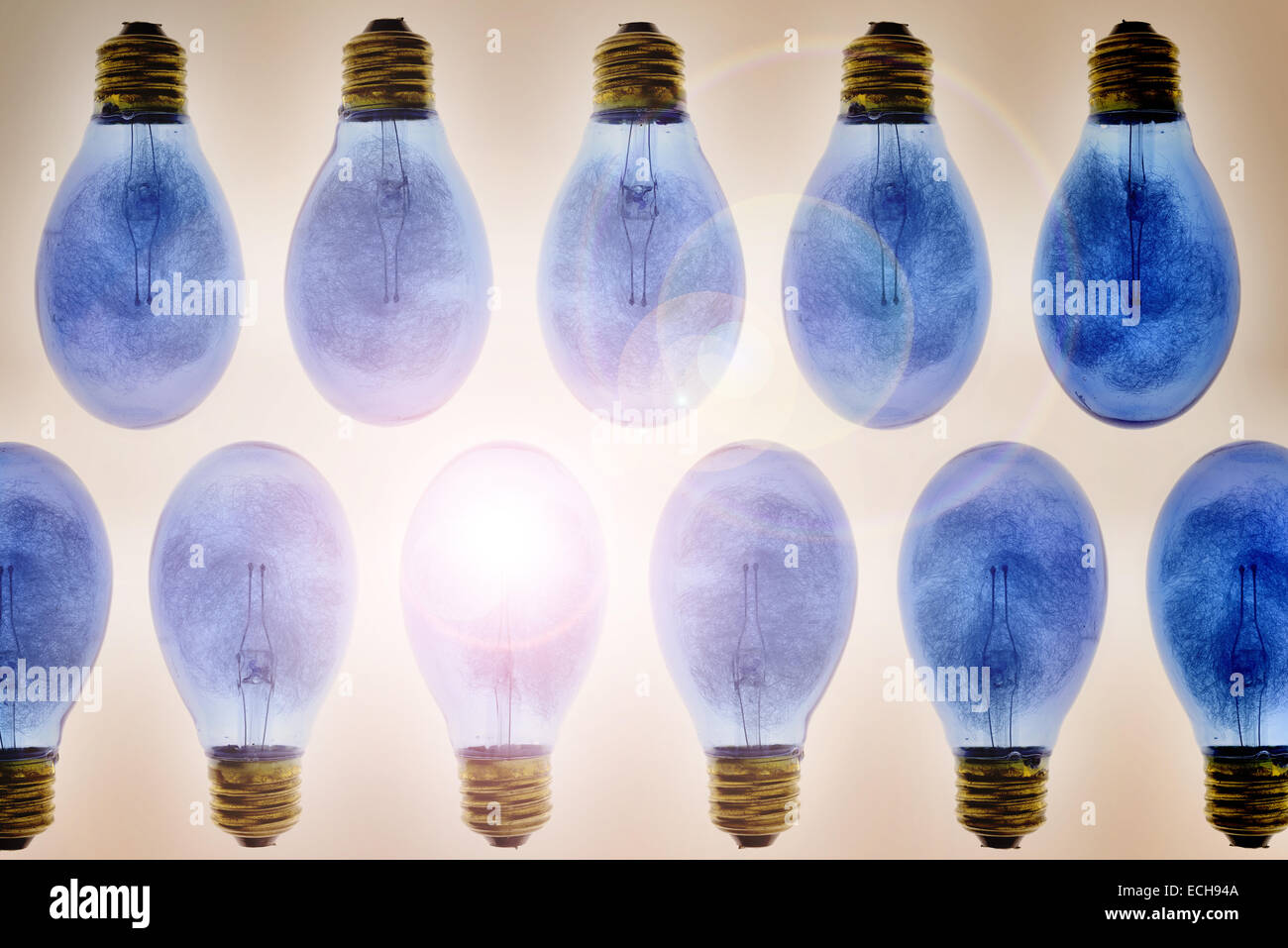 Old fashioned concept for flare flash light bulb filled with thin