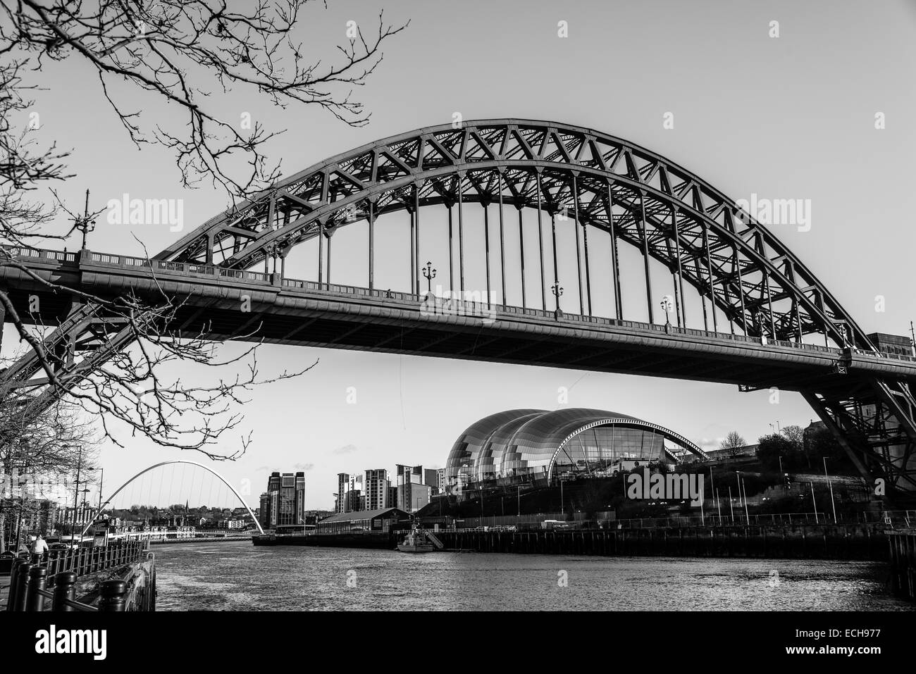 Tyne Bridge, Sage, Baltic and Millennium Bridge, Newcastle upon Tyne. Stock Photo