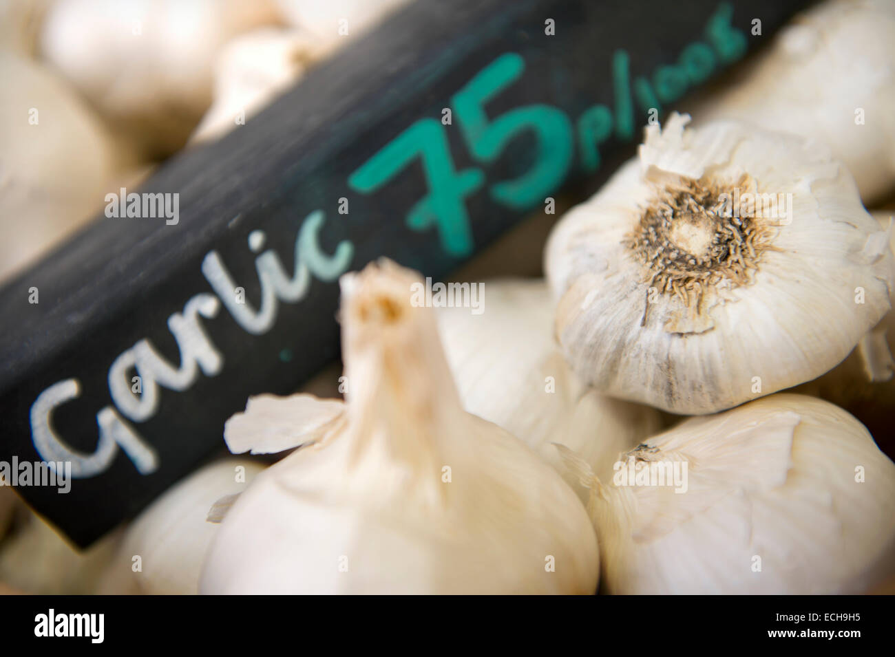 Garlic bulbs in an organic supermarket UK Stock Photo Alamy