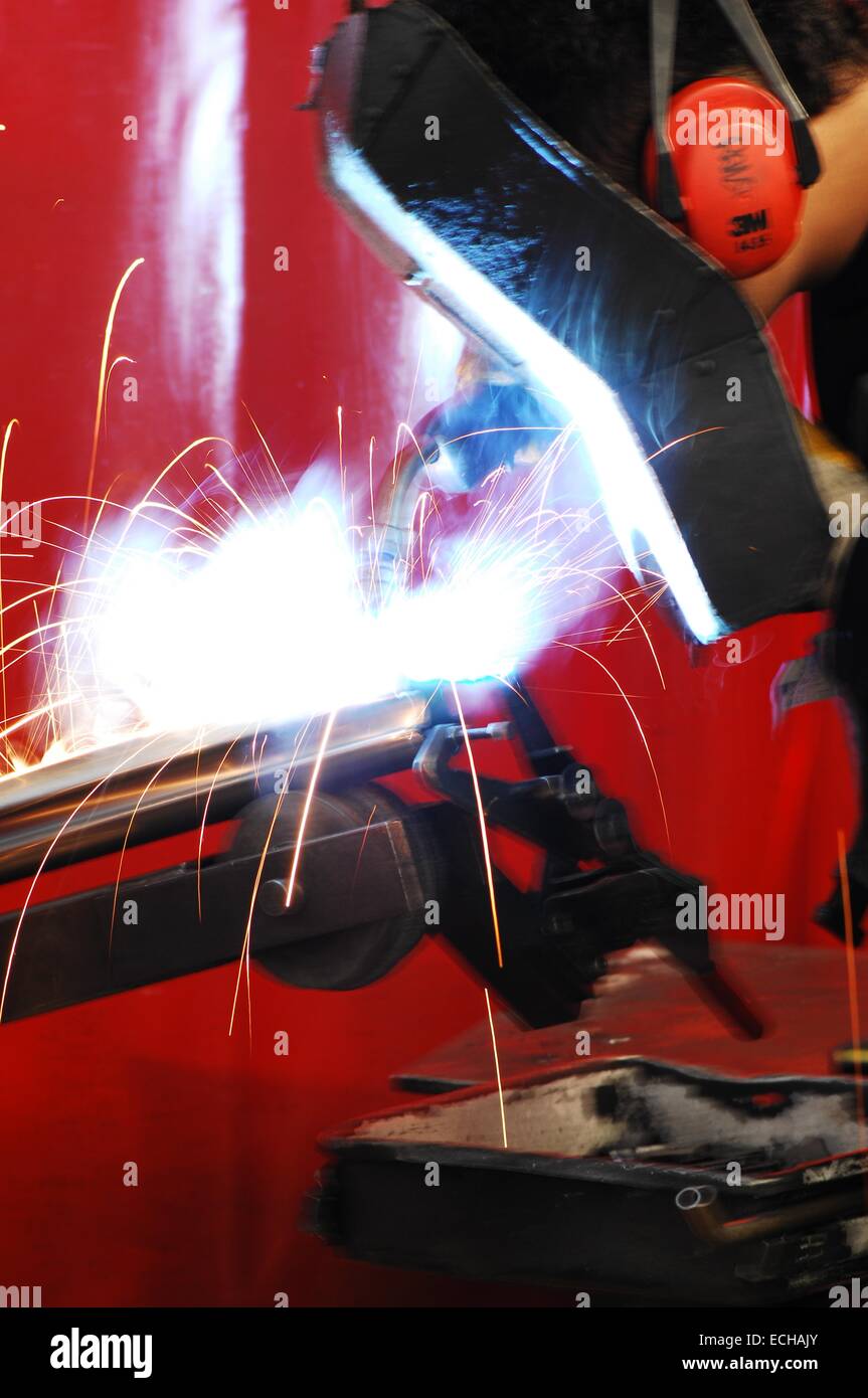 welder, welding torch, working, work, fire, welding Stock Photo