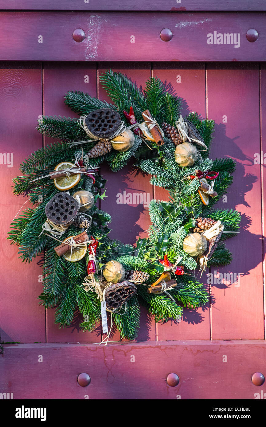Decorative Christmas Wreaths Made From Pine Leaves And Large Seed