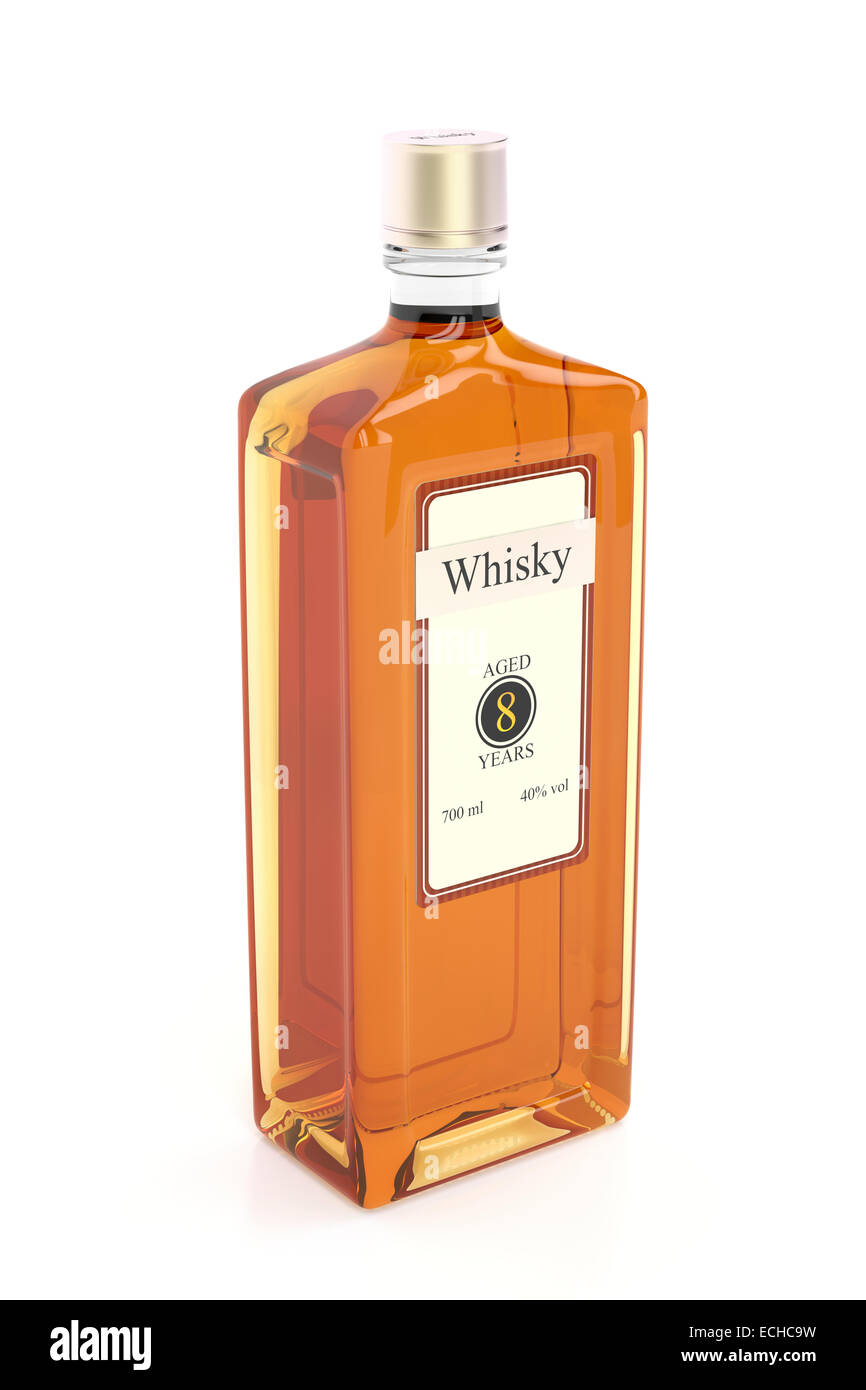 Whisky bottle on white background Stock Photo - Alamy