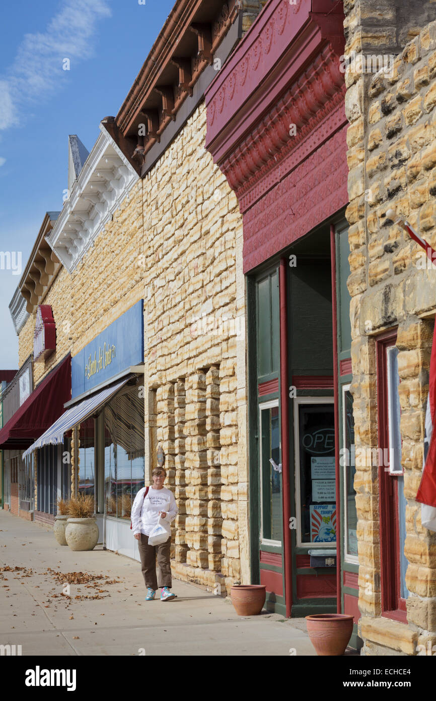 Limestone buildings in downtown Lincoln, Kansas, USA Stock Photo Alamy