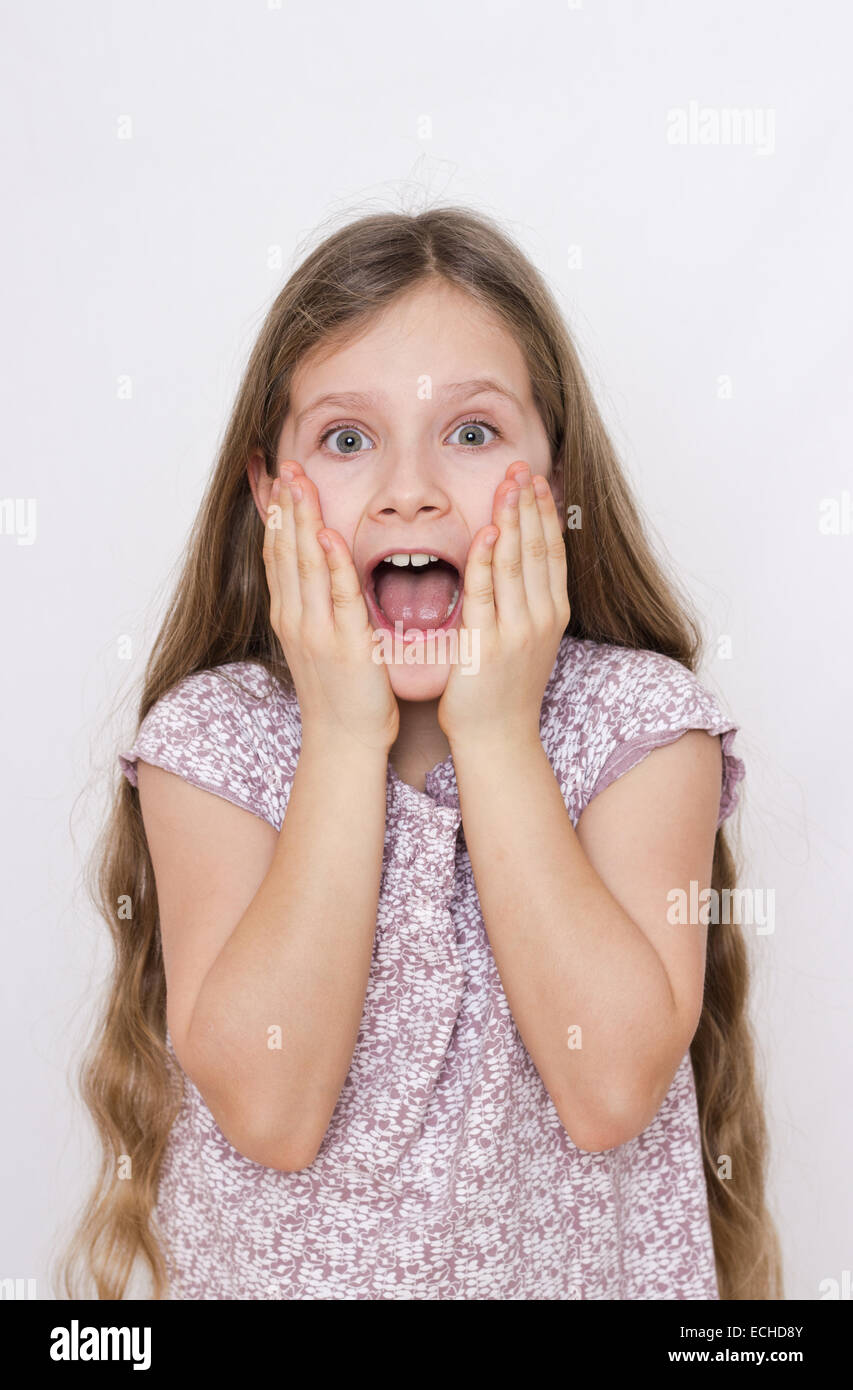 a girl is scared Stock Photo