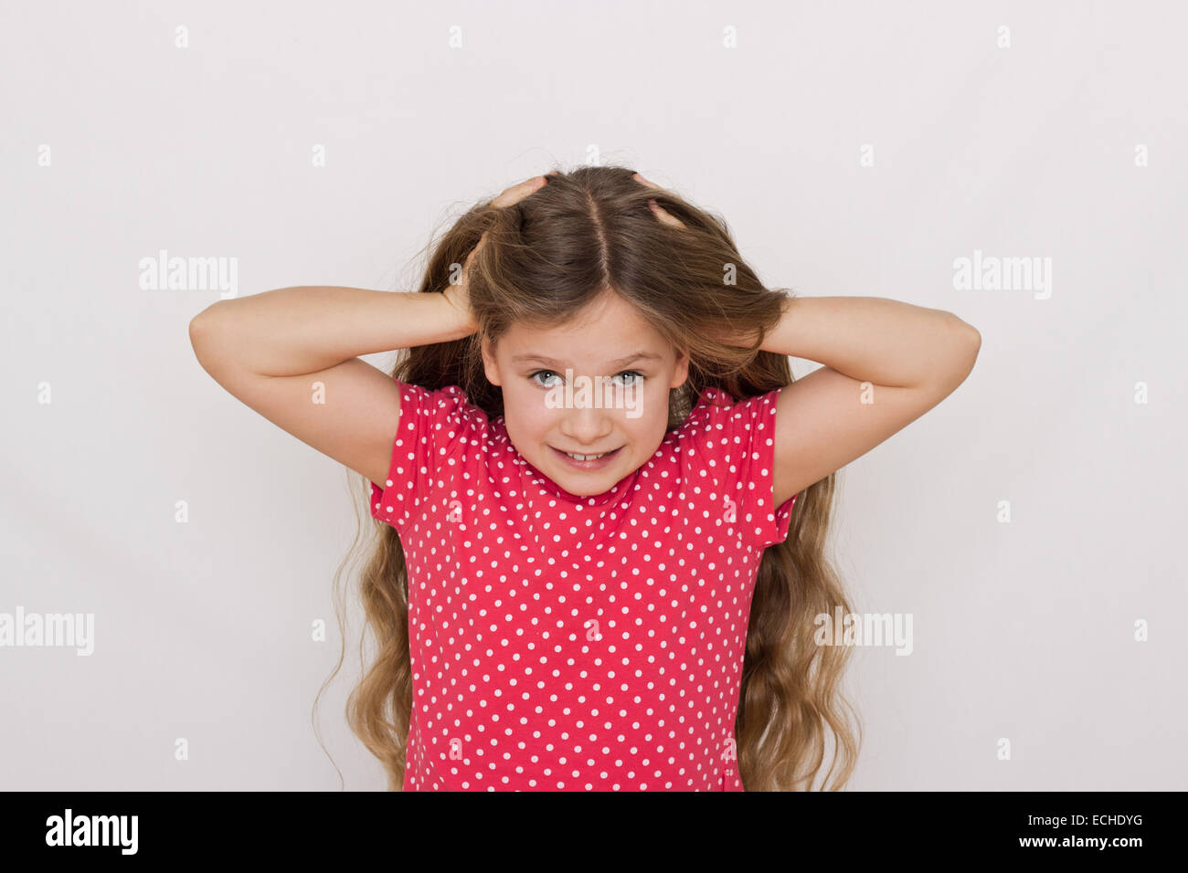 A girl tearing her hair Stock Photo