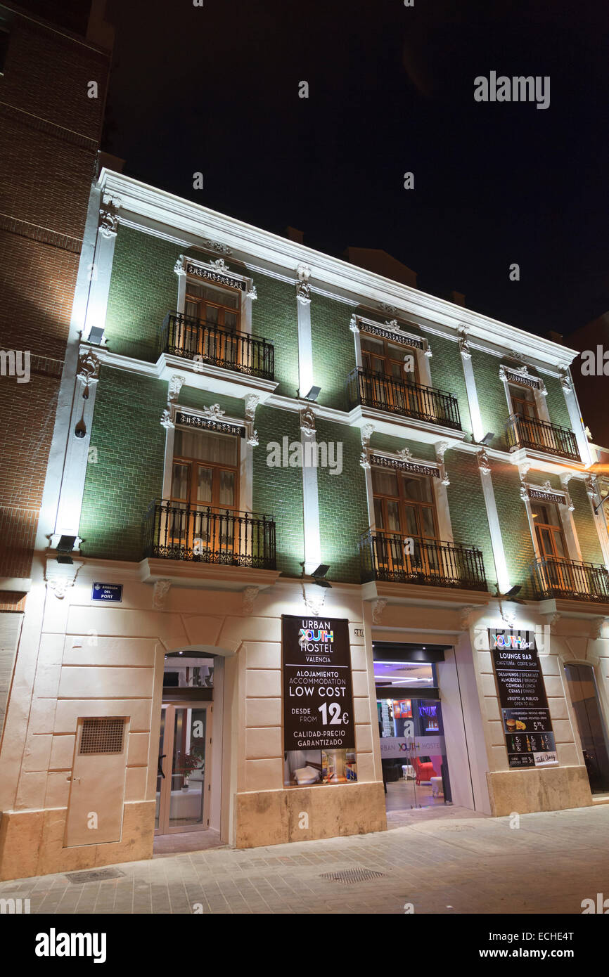 Exterior of Urban Youth Hostel in Valencia Spain at night Stock Photo Alamy