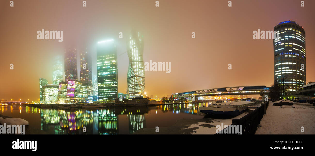 Night view of Moscow City Stock Photo