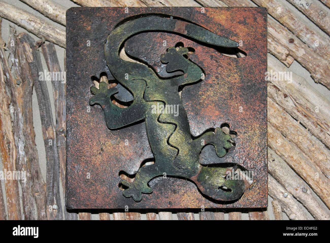 Metalwork Lizard Sculpture Stock Photo