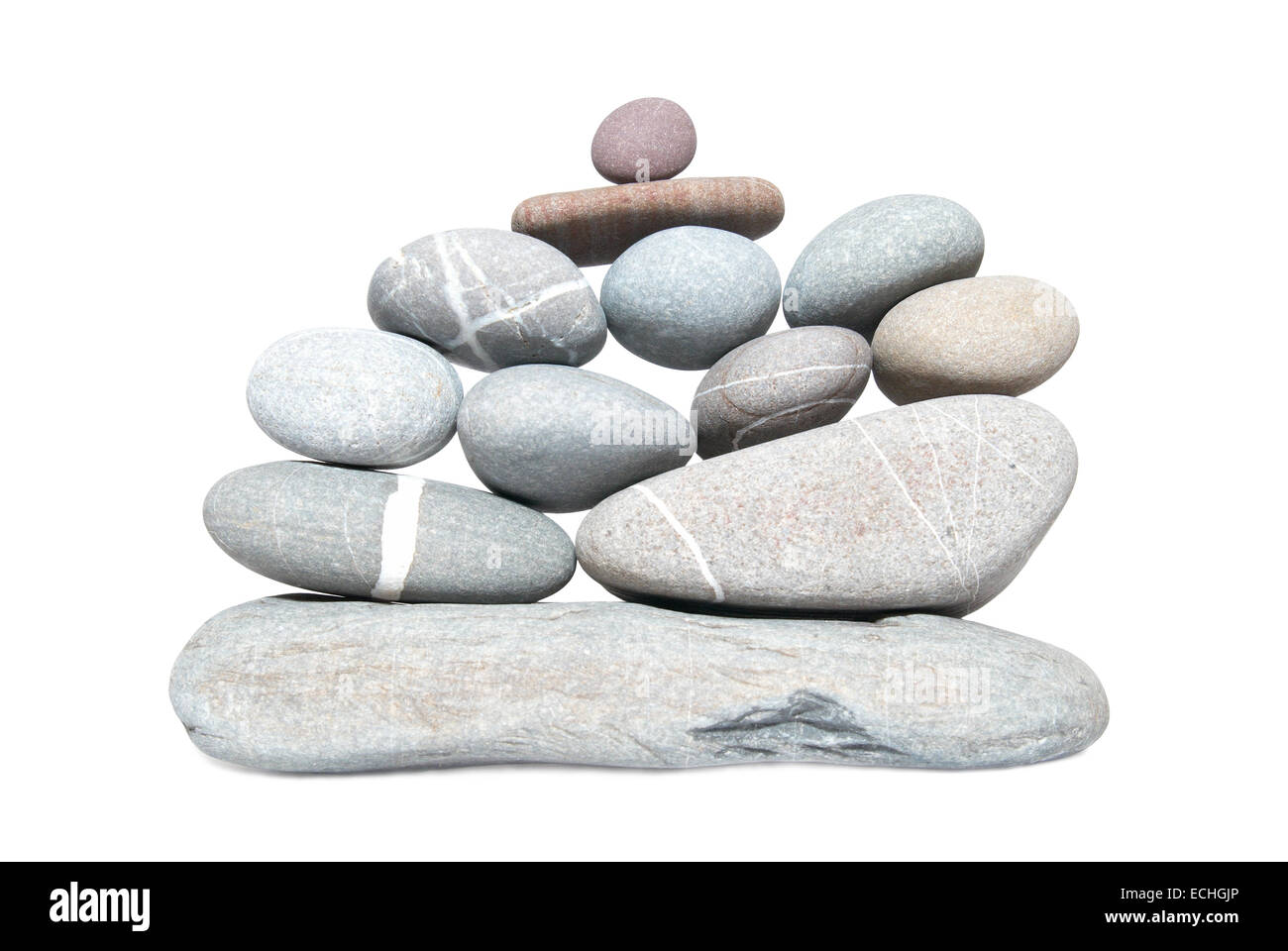 Wall of gray pebbles isolated on white Stock Photo - Alamy