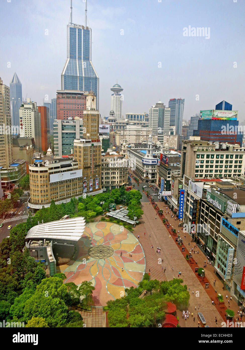 aerial view on Nanjing road Shanghai China Stock Photo