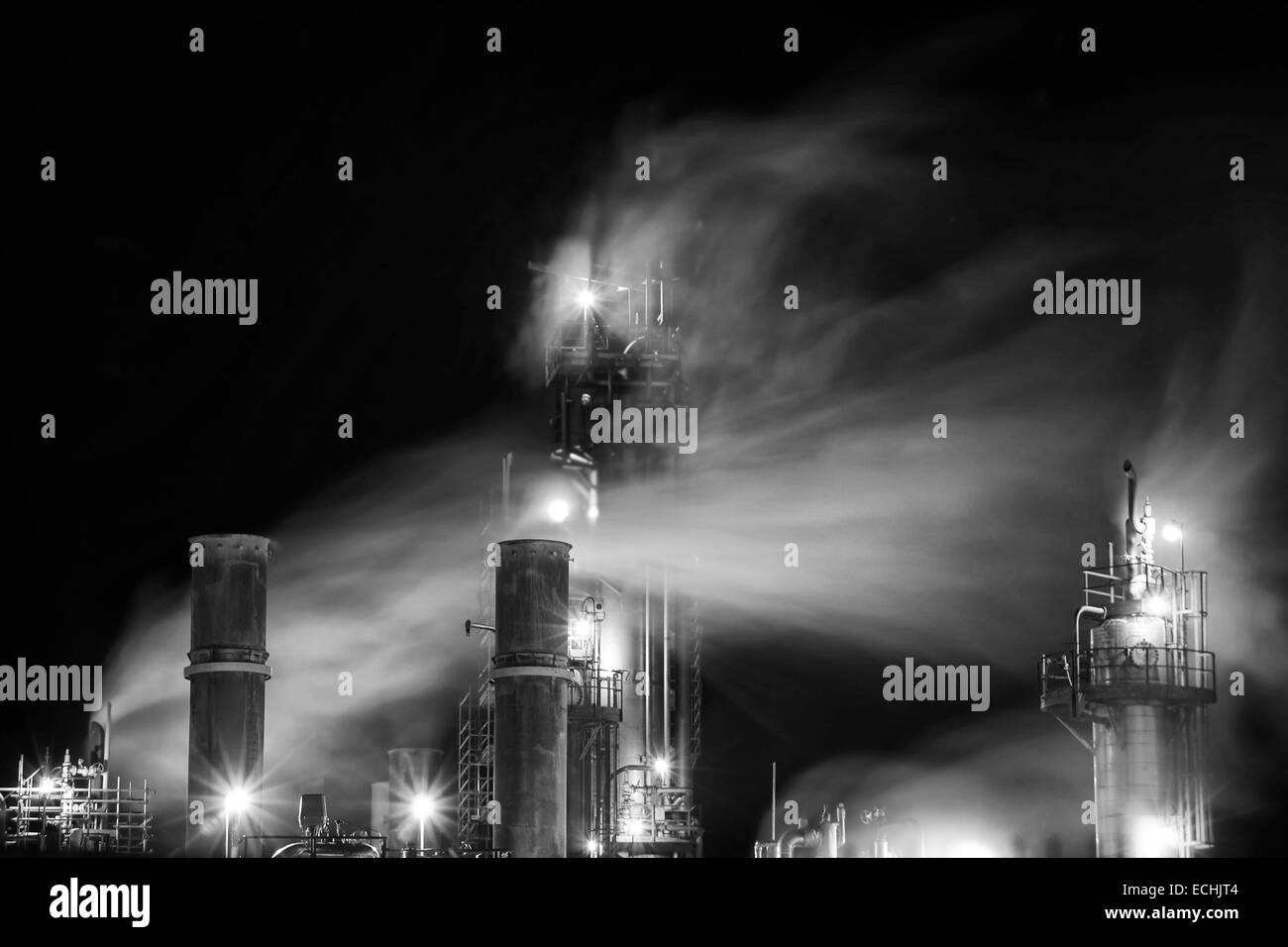 Fumes from an old oil plant Stock Photo Alamy
