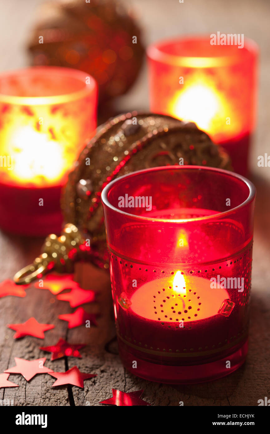 burning christmas lanterns and decoration Stock Image