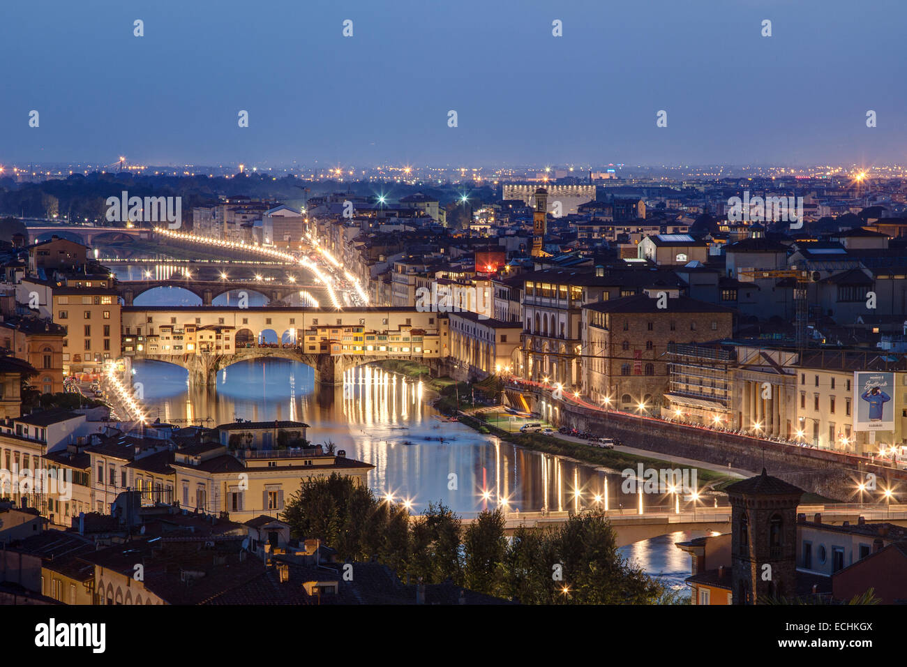 Piazzale Michelangelo Arno View, Florence Italy Stock Photo