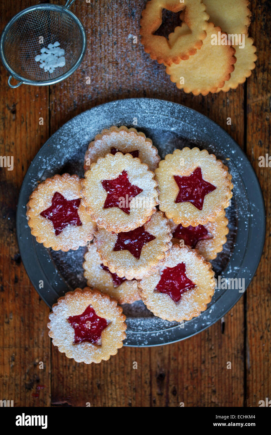 Jam filled biscuits Stock Photo Alamy