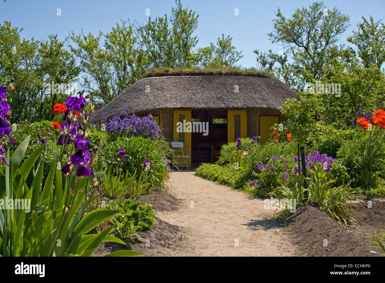 Europe, Germany, Schleswig Holstein, Neukirchen, Seebuell, Nolde Foundation, the garden with garden cottage Stock Photo