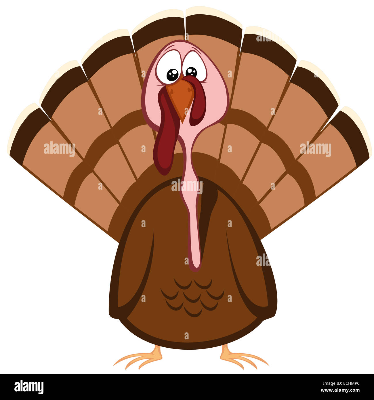 A cute cartoon turkey standing with begging eyes Stock Photo