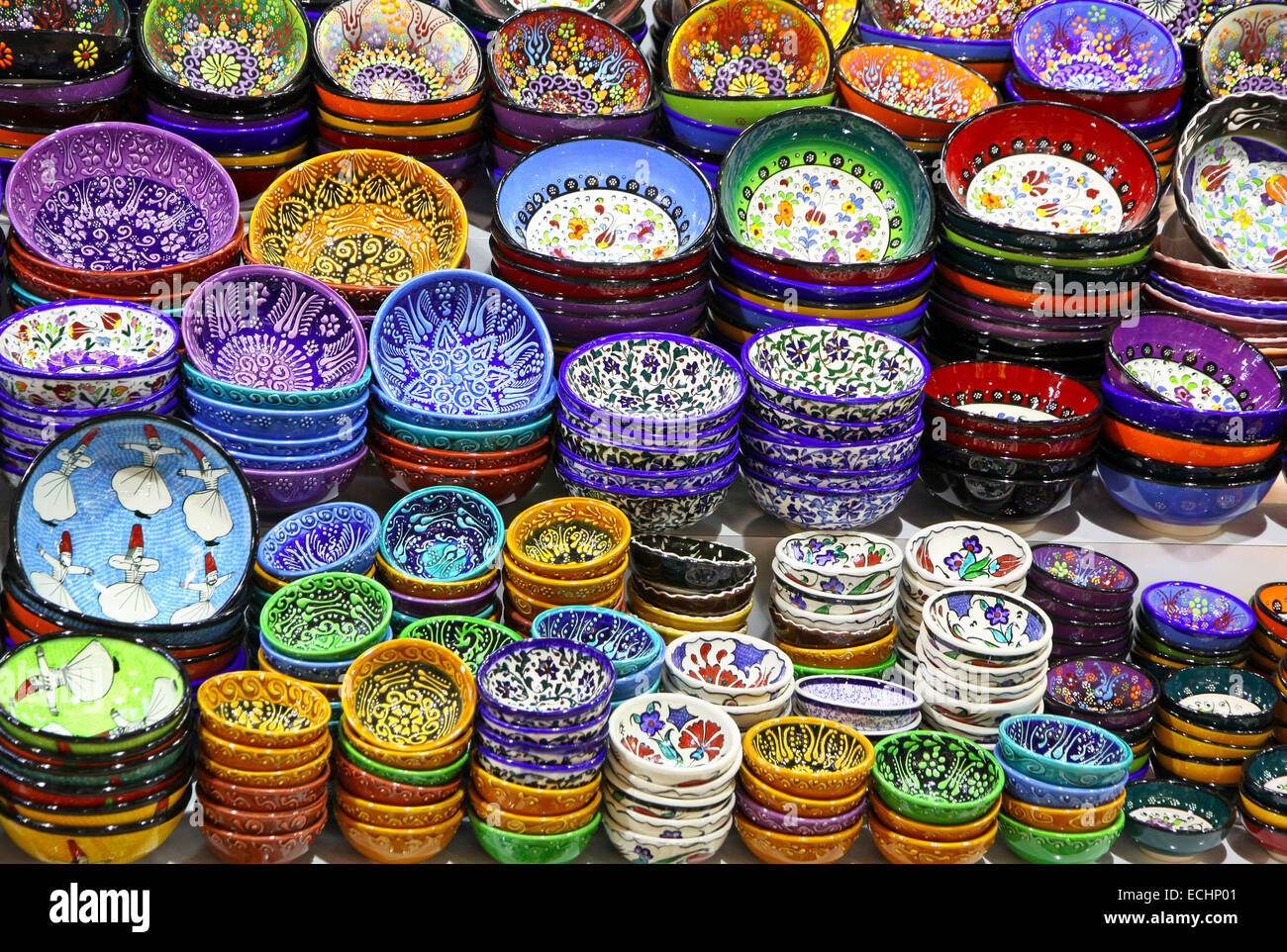 Classical Turkish ceramics on the bazaar Stock Photo