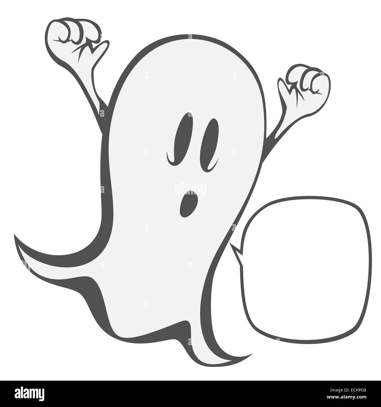 a haunting ghost with a speech bubble (within your text can be placed!) Stock Photo